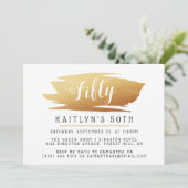 Invitation Tendance & Chic Anniversaire Dames Feuille D'Or (Debout devant)
