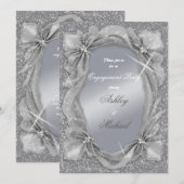 Invitation Tendance chic argent élégant fête de fiançailles (Devant / Derrière)