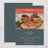 INVITATION TENDANCE CHIC PHOTO GRIS ROUGE GRANDE CÉRÉMONIE D' (Devant / Derrière)