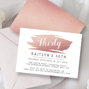 Invitation Tendance & Chic Rose Gold Feuille Dames Anniversai