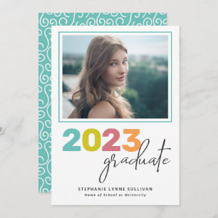 Invitation Tendance coloré Lettres Moderne Grad Party