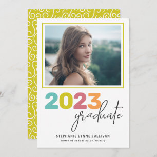 Invitation Tendance coloré Lettres Moderne Grad Party