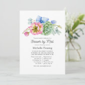Invitation Tendance de fleur de succulent de douche de mariag (Debout devant)