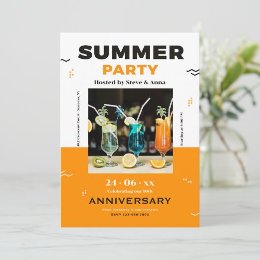 Invitation tendance de la fête d'été (Debout devant)