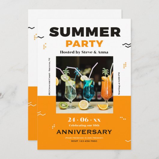 Invitation tendance de la fête d'été (Devant / Derrière)