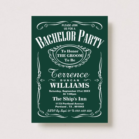 Invitation Tendance de la typographie verte Bachelor Party