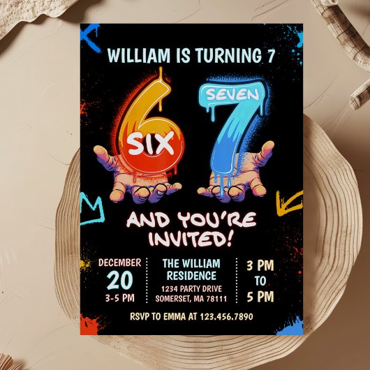 Invitation Tendance de mème de graffiti 6 7 Six Sept Annivers