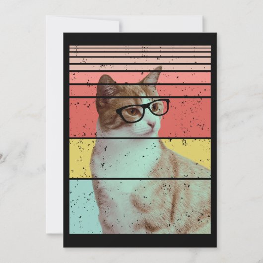 INVITATION TENDANCE DRÔLE MIGNON CHAT VINTAGE (Devant)