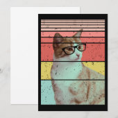 INVITATION TENDANCE DRÔLE MIGNON CHAT VINTAGE (Devant / Derrière)