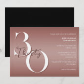 Invitation tendance et moderne pour un 30e anniver (Devant / Derrière)