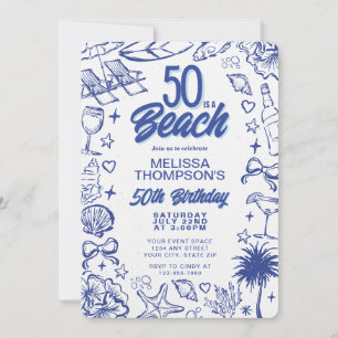 Invitation Tendance Fantaisiste 50e Anniversaire de Plage