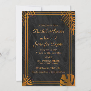 Invitation Tendance Feuilles D'or Cadre Géométrique Enterreme