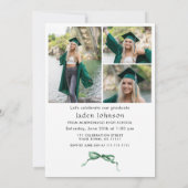 Invitation Tendance Green Bow Ruban 4 PHOTO Graduation Party (Dos)