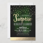Invitation Tendance Green/Gold Surprise Retraite Party (Devant)