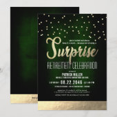Invitation Tendance Green/Gold Surprise Retraite Party (Devant / Derrière)
