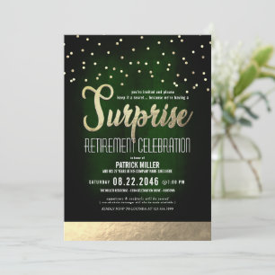 Invitation Tendance Green/Gold Surprise Retraite Party