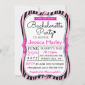 Invitation Tendance Hot rose Zabra Print Bachelorette Party (Devant)