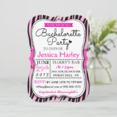 Invitation Tendance Hot rose Zabra Print Bachelorette Party (Debout devant)