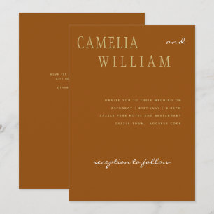 Invitation Tendance Mariage moderne Cinnamon Terracotta Gold