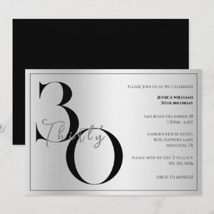 Invitation Tendance Moderne Anniversaire 30 ans unisexe brill