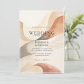 Invitation tendance, moderne, Couleurs naturelles, Vagues, Ma (Debout devant)