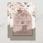Invitation Tendance MOSS BLUSH MARIAGE Sage Dusty Rose (Devant / Derrière)