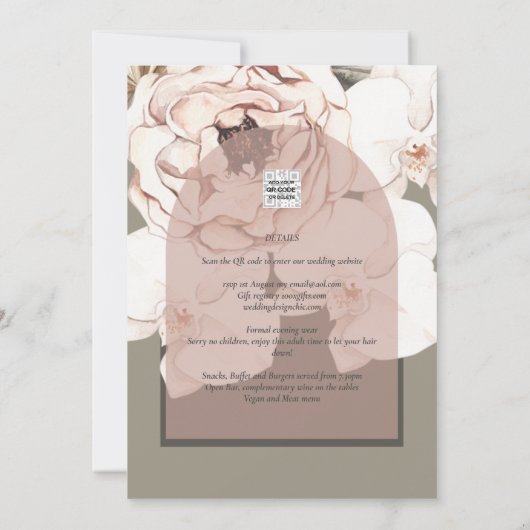 Invitation Tendance MOSS BLUSH MARIAGE Sage Dusty Rose (Dos)