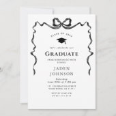 Invitation Tendance Neutral Bow Ribbon Fête de Graduation PHO (Devant)