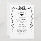 Invitation Tendance Neutral Bow Ribbon Fête de Graduation PHO (Devant)