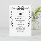Invitation Tendance Neutral Bow Ribbon Fête de Graduation PHO (Debout devant)