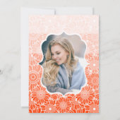 Invitation Tendance Orange Stripes Floral Photo Anniversaire (Dos)