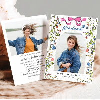 Tendance Pink Bow Ribbon 2 PHOTO Graduation Party