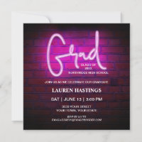 Tendance Pink Neon 2023 Photo Graduation Party