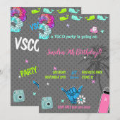 Invitation tendance pour fête de fille adolescente (Devant / Derrière)