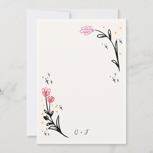 Invitation Tendance Quirky Fun Main tiré Wavy Engagement Part (Dos)