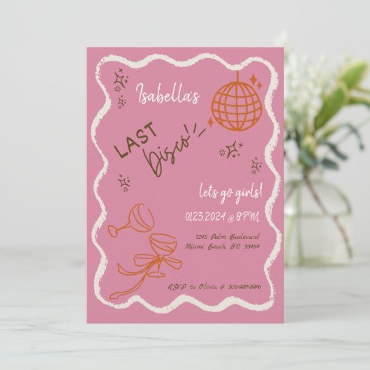 Invitation Tendance Quirky Wavy Draw Main Draw Bachelorette P (Debout devant)
