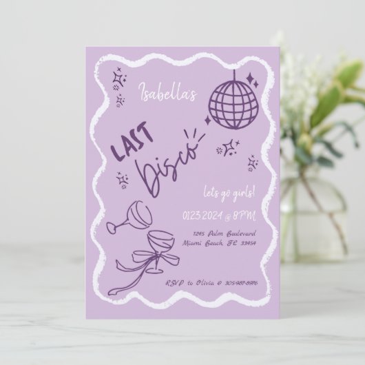 Invitation Tendance Quirky Wavy Hand Drawn Bachelorette Party (Debout devant)