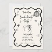 Invitation Tendance Quirky Wavy Hand Drawn Bachelorette Party (Devant)