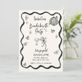 Invitation Tendance Quirky Wavy Hand Drawn Bachelorette Party (Debout devant)