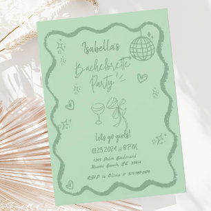 Invitation Tendance Quirky Wavy Hand Drawn Bachelorette Party