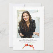 Invitation Tendance Red Bow Ribbon Fête de graduation PHOTO (Dos)