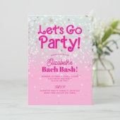 Invitation Tendance rose Allons à la fête Bachelorette Party (Debout devant)