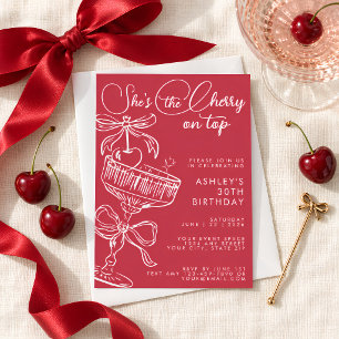 Invitation Tendance Rouge Elle Est La Cerise Sur Le Gâteau 30