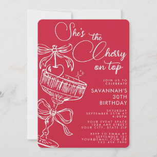 Invitation Tendance Rouge Elle Est La Cerise Sur Le Gâteau 30
