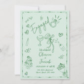 Invitation Tendance Sage Green Mint Main Drake Engagement Par (Devant)