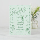 Invitation Tendance Sage Green Mint Main Drake Engagement Par (Debout devant)