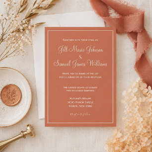 Invitation Tendance Terracotta Élégance Mariage Moderne Minim