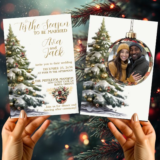 Invitation Tendance Tis the Season to Be Married Christmas Tr