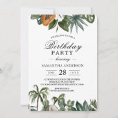 Invitation Tendance Tropical Aquarelle Feuilles Vertes (Devant)