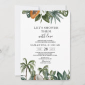 Invitation Tendance Tropical Aquarelle Feuilles Vertes (Devant)